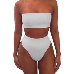 High Waist Strapless Bikini Set