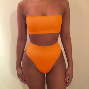 High Waist Strapless Bikini Set