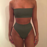 High Waist Strapless Bikini Set